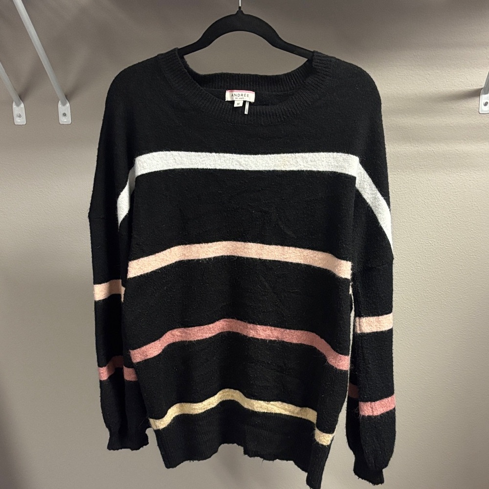 ANDREE BY UNIT Black Sweater with Multicolor Stripes